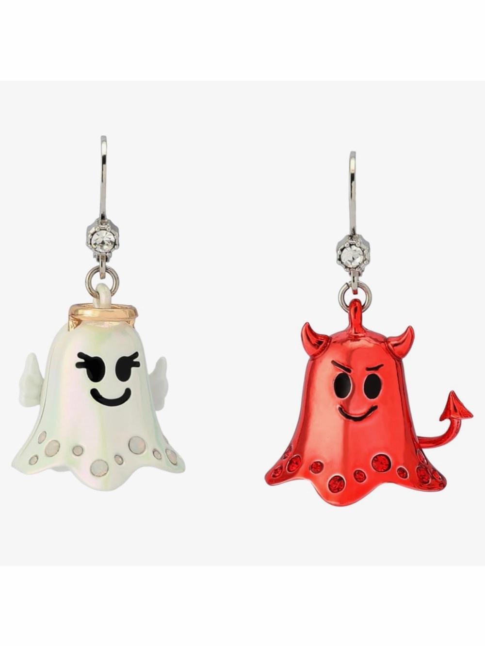 Betsey Johnson Halloween Ghost Dangle Earrings Mismatched Devil Angel Cute Gift